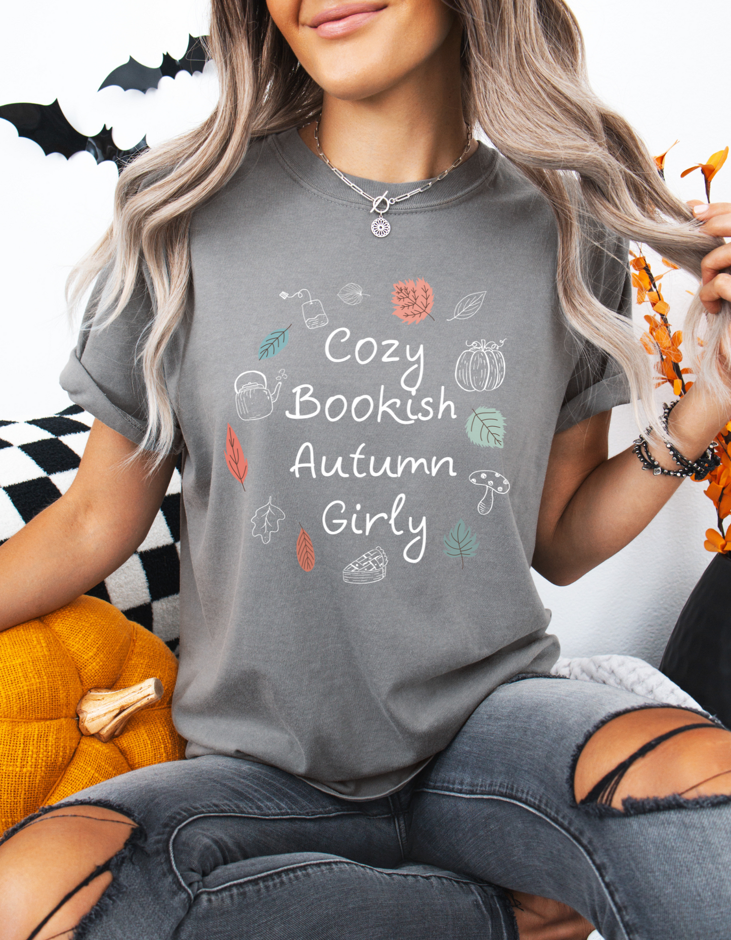 Cosy Bookish Autumn Girly Tee