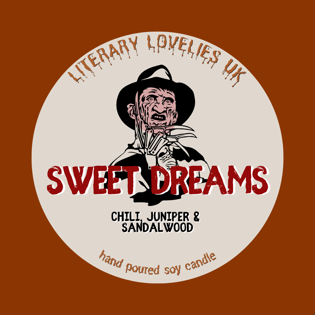 Sweet Dreams Soy Candle - Horror Movie inspired Candle - Halloween Candle - Literary Lovelies UK