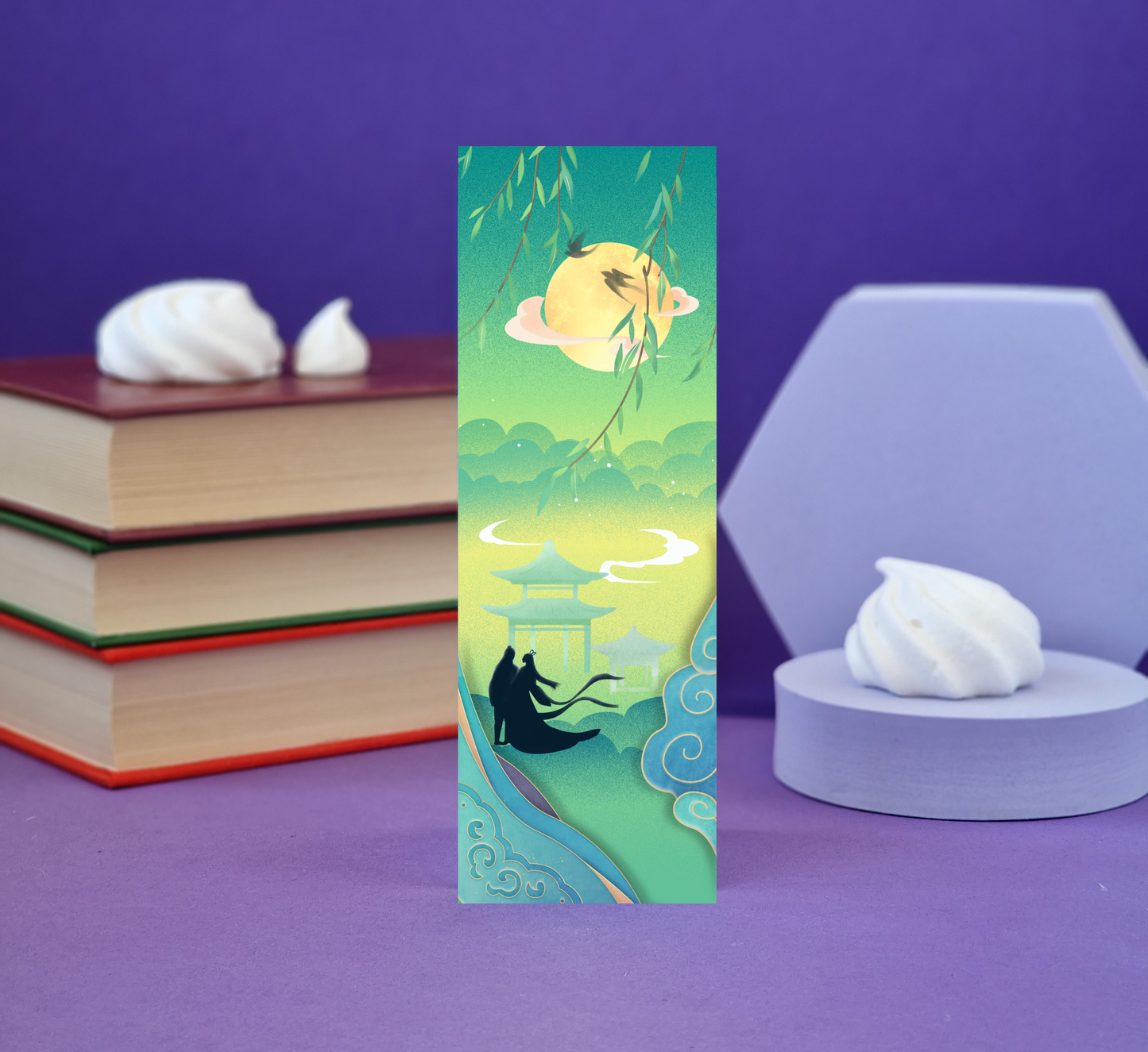 Romantic Asian Scene Illustrated Bookmark - Literary Lovelies UK
