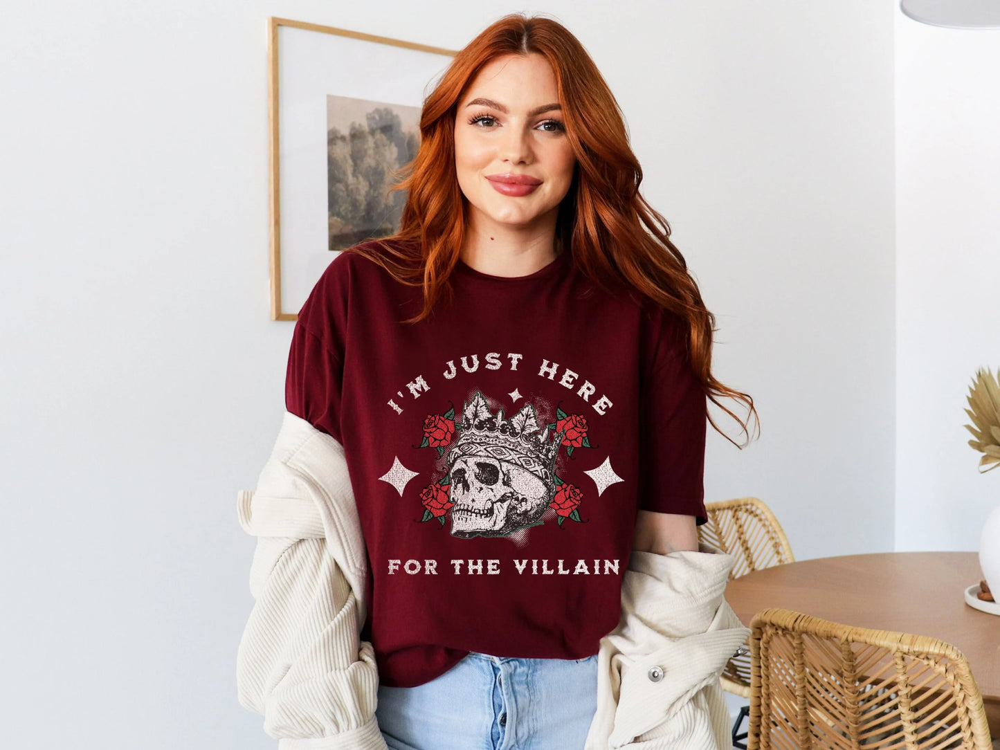 Here For the Villain T-shirt - Book Lover T-Shirt - Literary Lovelies UK