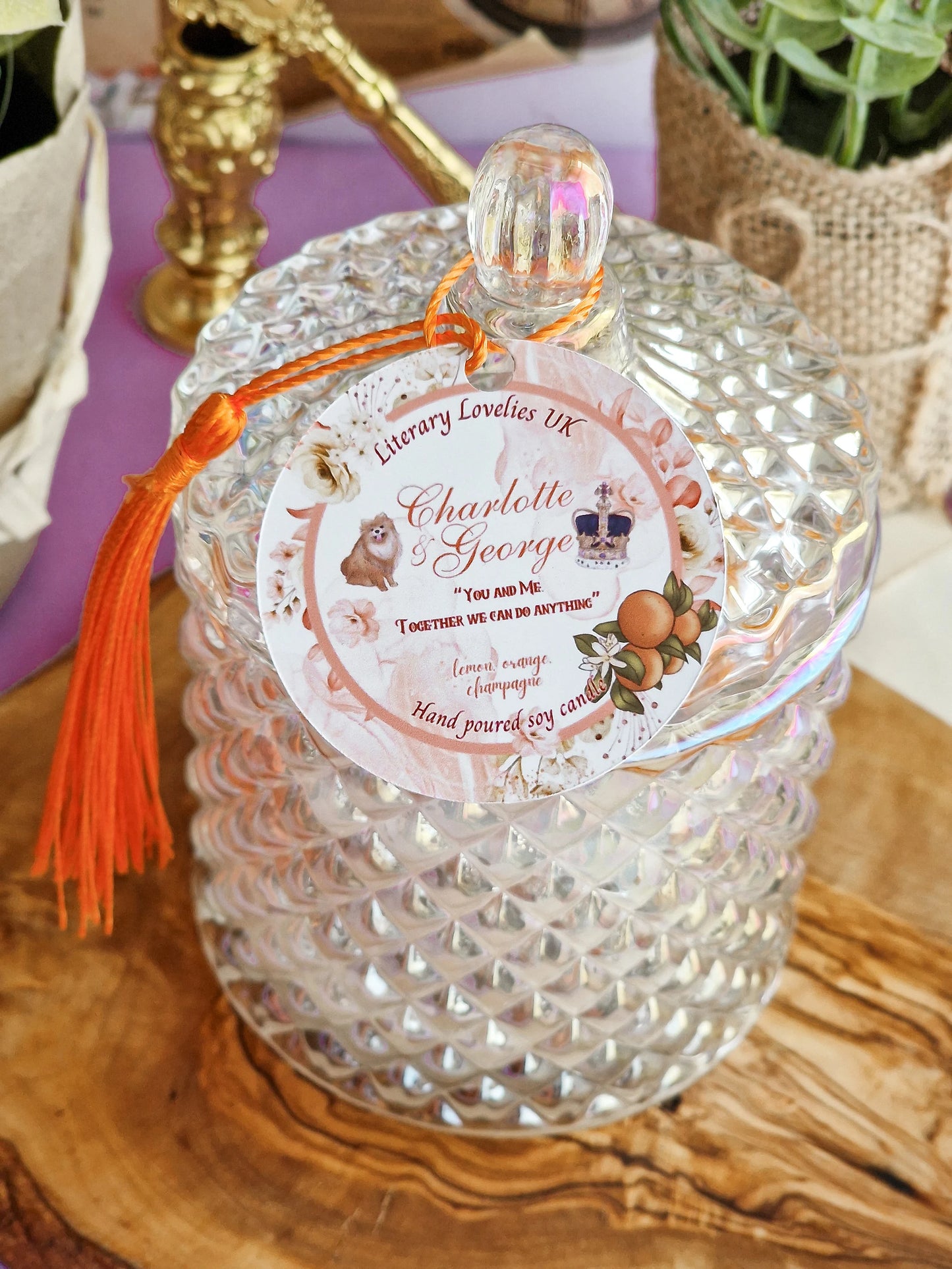 Queen Charlotte - Charlotte & George - Bridgerton inspired soy candle - Literary Lovelies UK