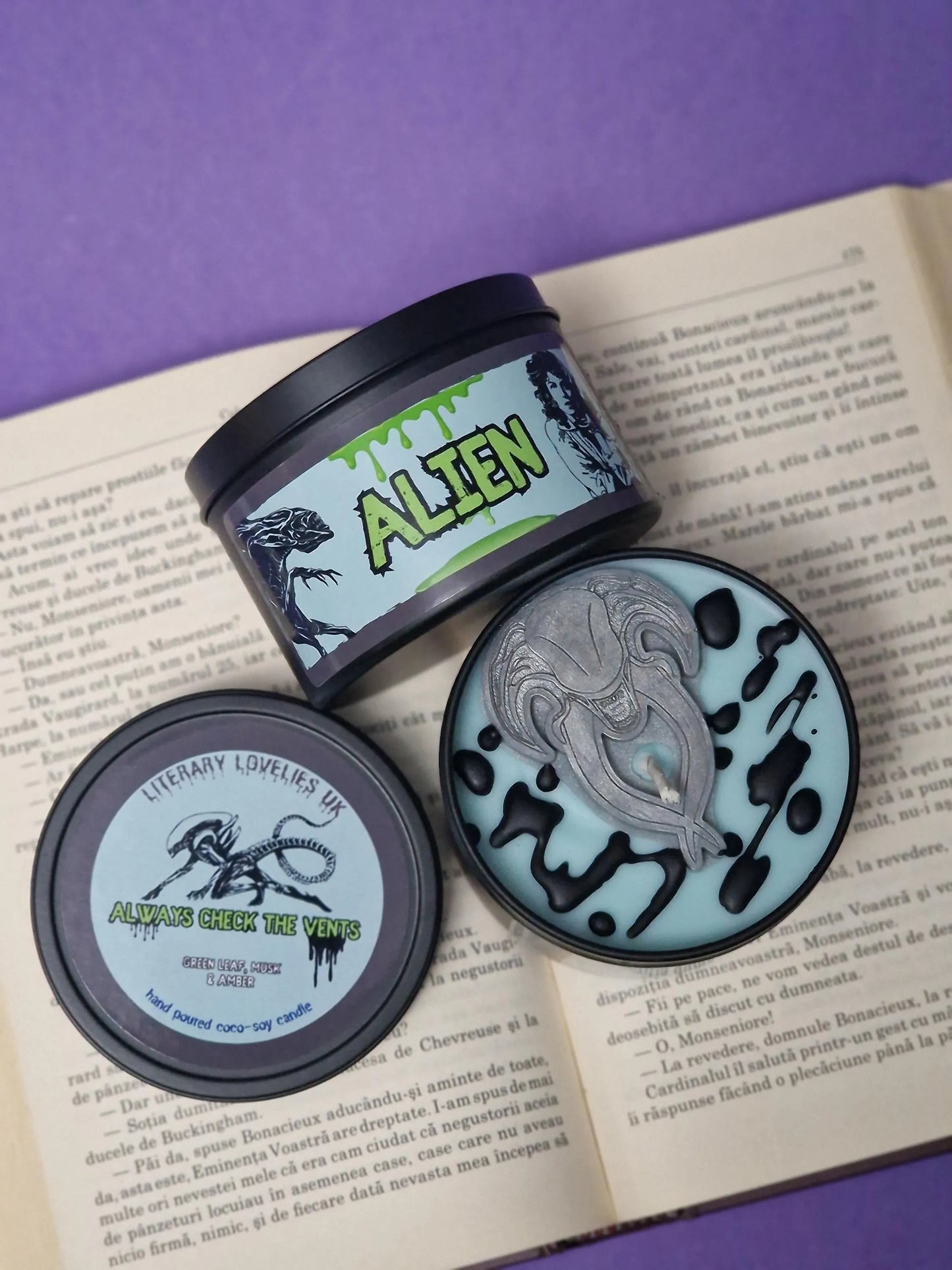 Always Check The Vents Soy Candle - Horror Movie inspired Candle - Halloween Candle - Literary Lovelies UK