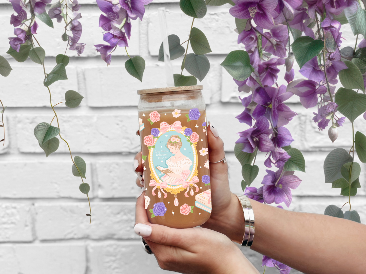 Rococo Bookish Girly Glass Cup