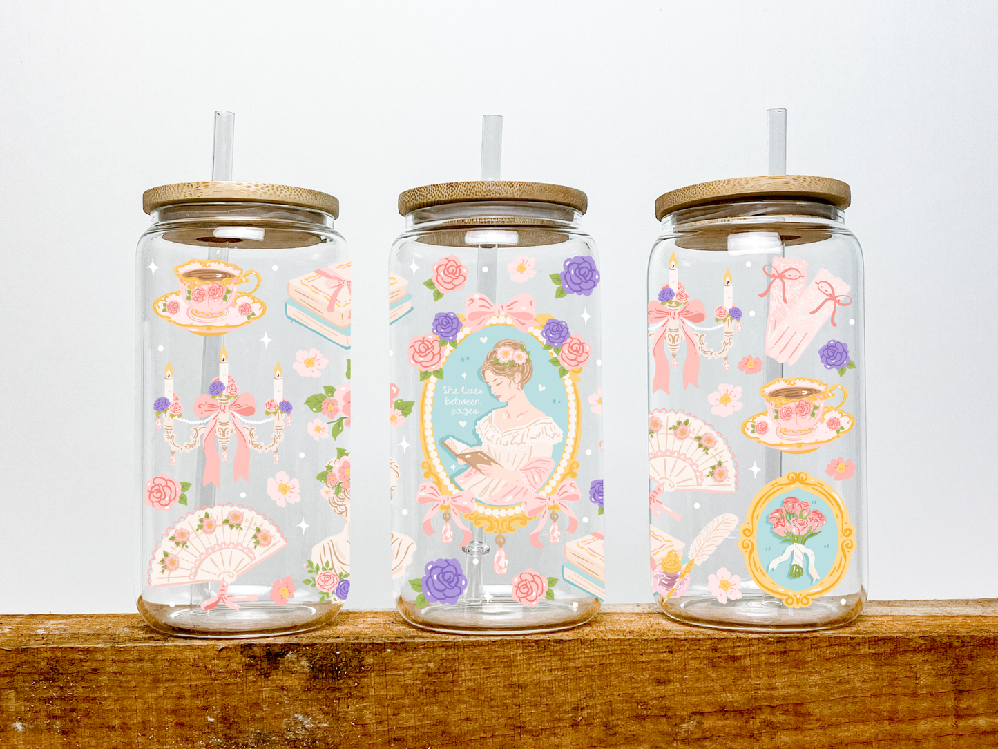 Rococo Bookish Girly Glass Cup