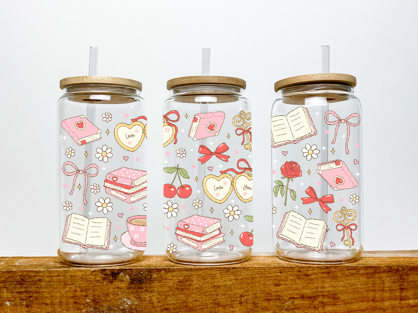 Coquette Bookish Girly Glass Cup