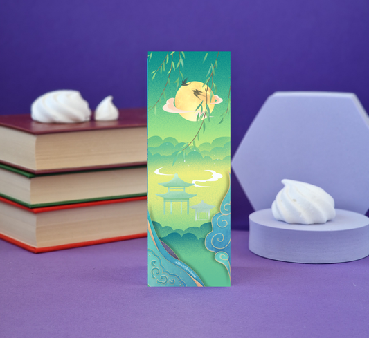 Romantic Asian Scene Illustrated Bookmark - Literary Lovelies UK