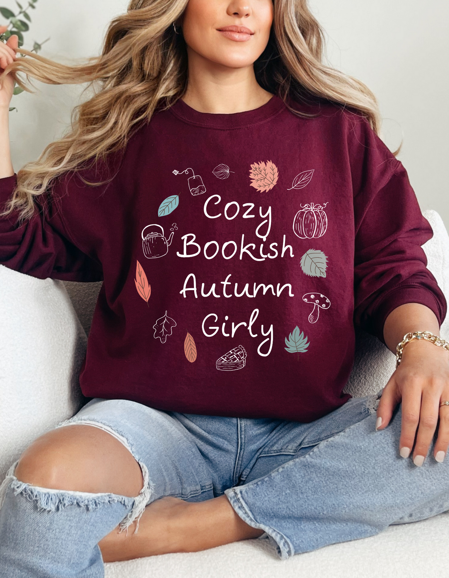 Cosy Bookish Autumn Girly Sweatshirt