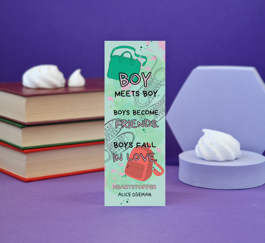 Heartstopper Inspired Bookmark - Illustrated Bookmark - Literary Lovelies UK