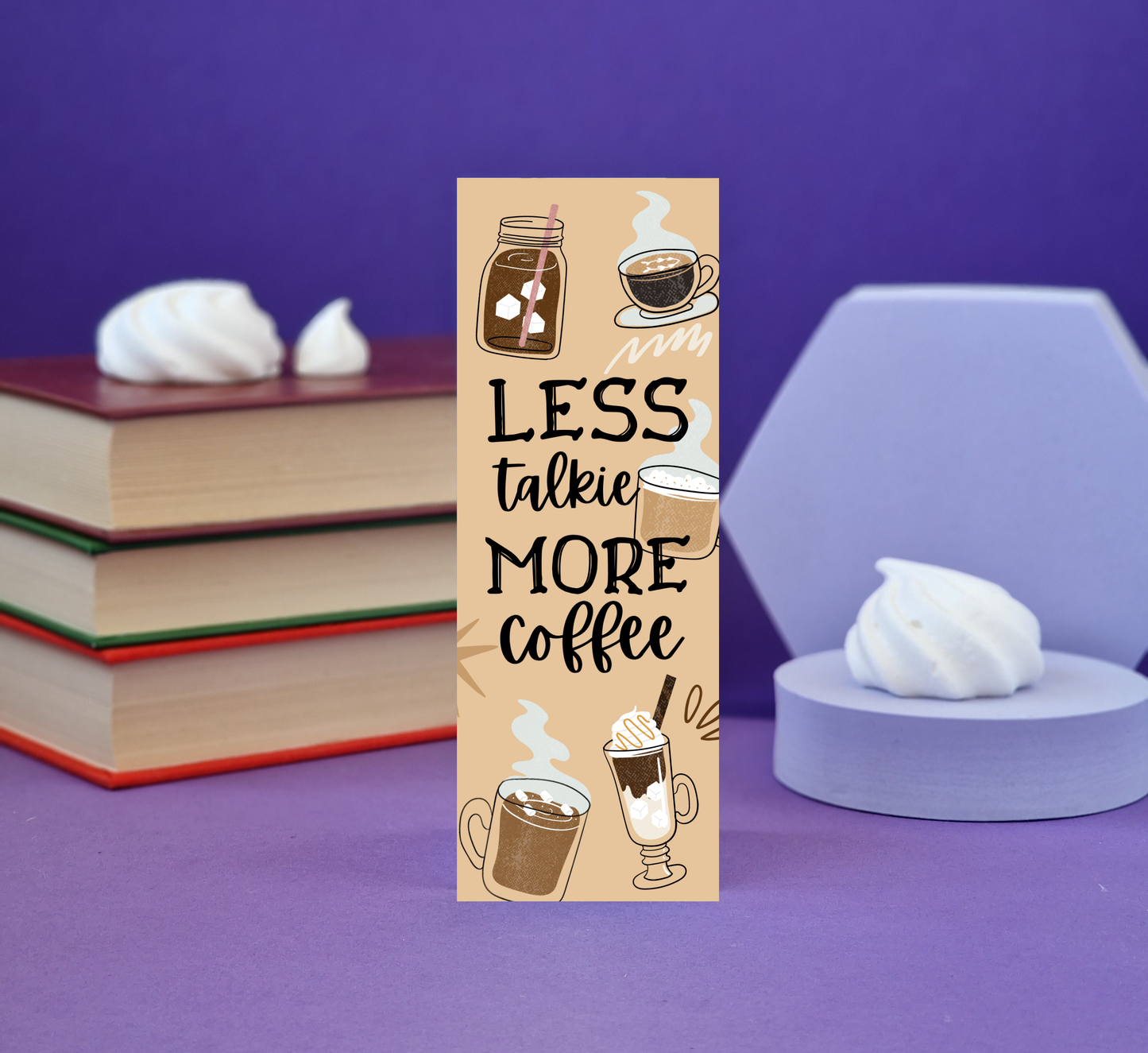 Less Talkie More Coffee Illustrated Bookmark
