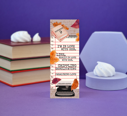 November 9 (Colleen Hoover) Inspired Bookmark - Illustrated Bookmark - Literary Lovelies UK