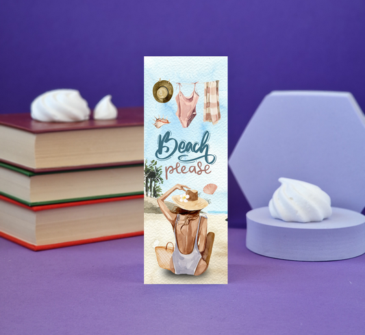 Beach Please Illustrated Bookmark