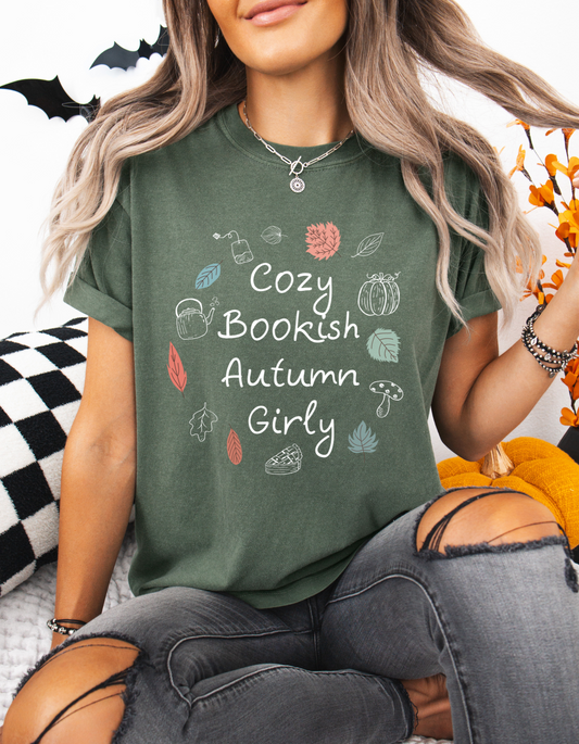 Cosy Bookish Autumn Girly Tee