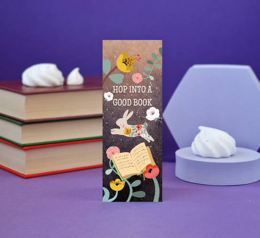 Hop Into A Good Book Illustrated Bookmark - Literary Lovelies UK