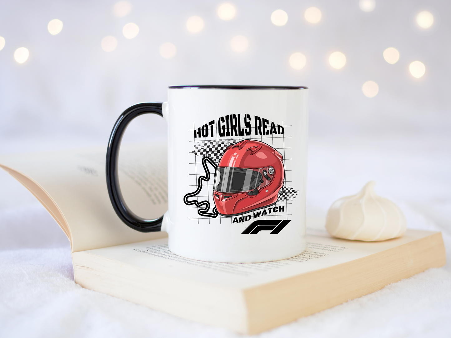 Hot Girls Read And Watch F1 Mug black handle