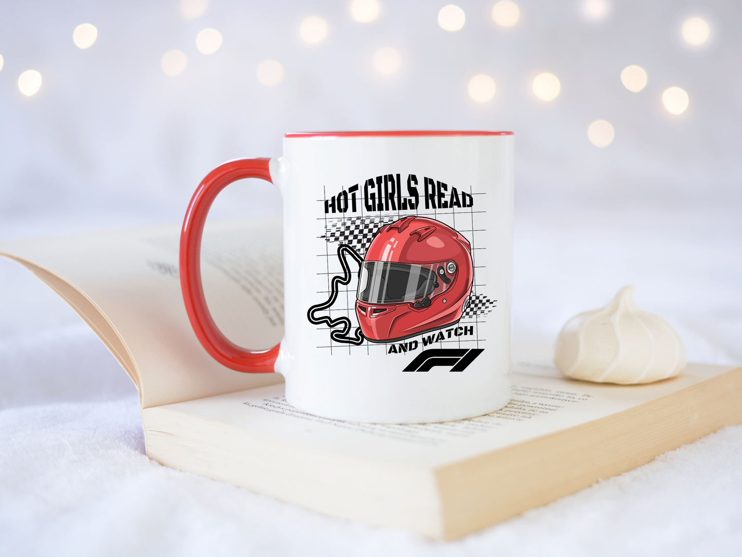 Hot Girls Read And Watch F1 Mug red handle