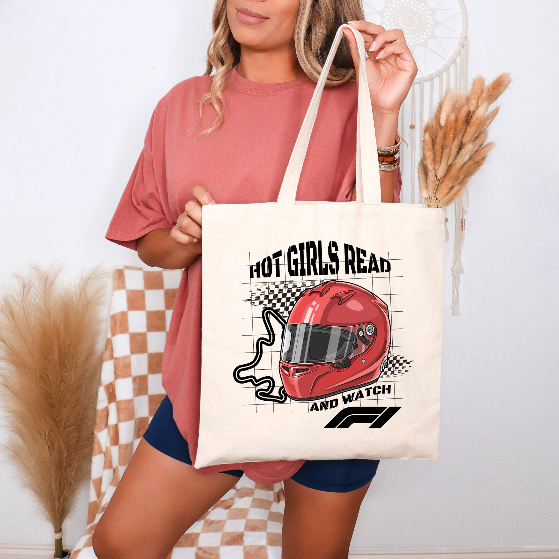 Hot Girls Read And Watch F1 Tote Bag