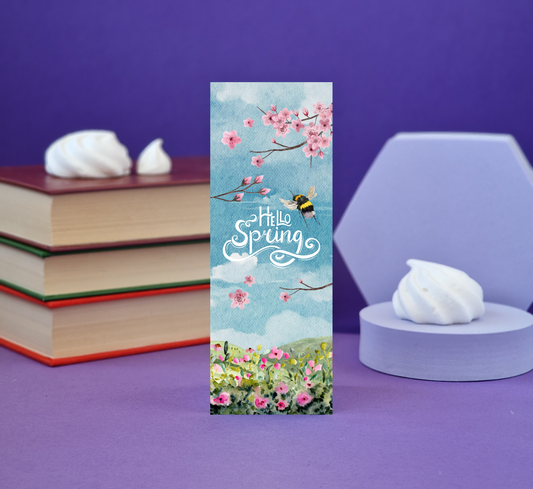 Hello Spring - Illustrated Bookmark - Literary Lovelies UK