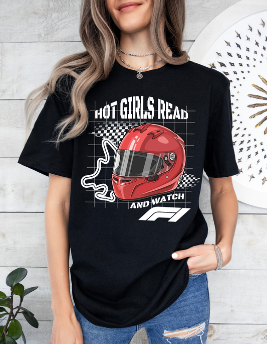 Hot Girls Read and Watch F1 T-shirt