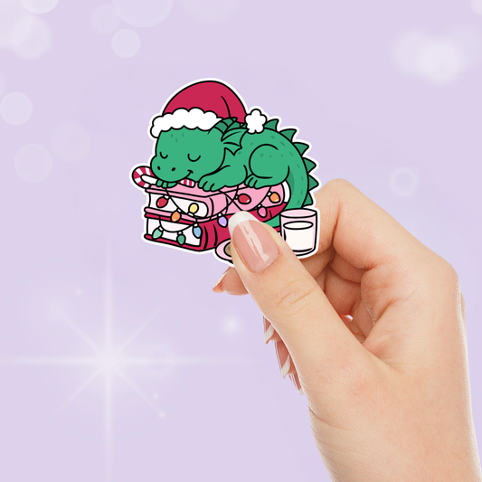 Christmas Book Dragon Sticker