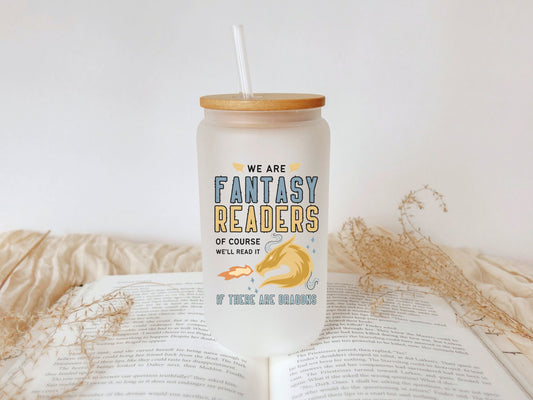 Fantasy Reader Glass Cup - Bookish Iced Coffee Glass Can - Book Club Gift - Literary Lovelies UK