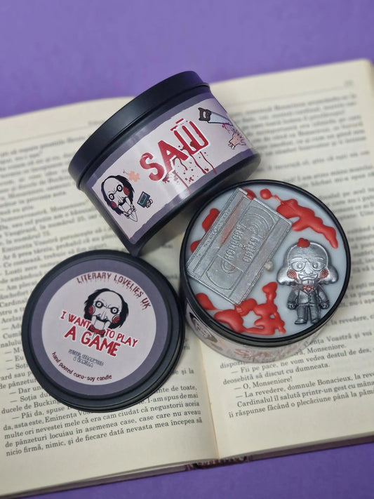 I Want to Play a Game Soy Candle - Horror Movie inspired Candle - Halloween Candle - Literary Lovelies UK