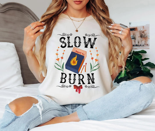Slow Burn Book Tropes T-shirt - Book Lover T-Shirt - Literary Lovelies UK