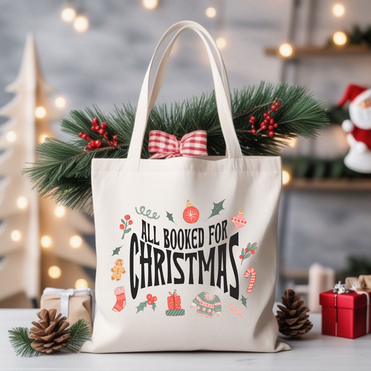 All Booked for Christmas Tote Bag